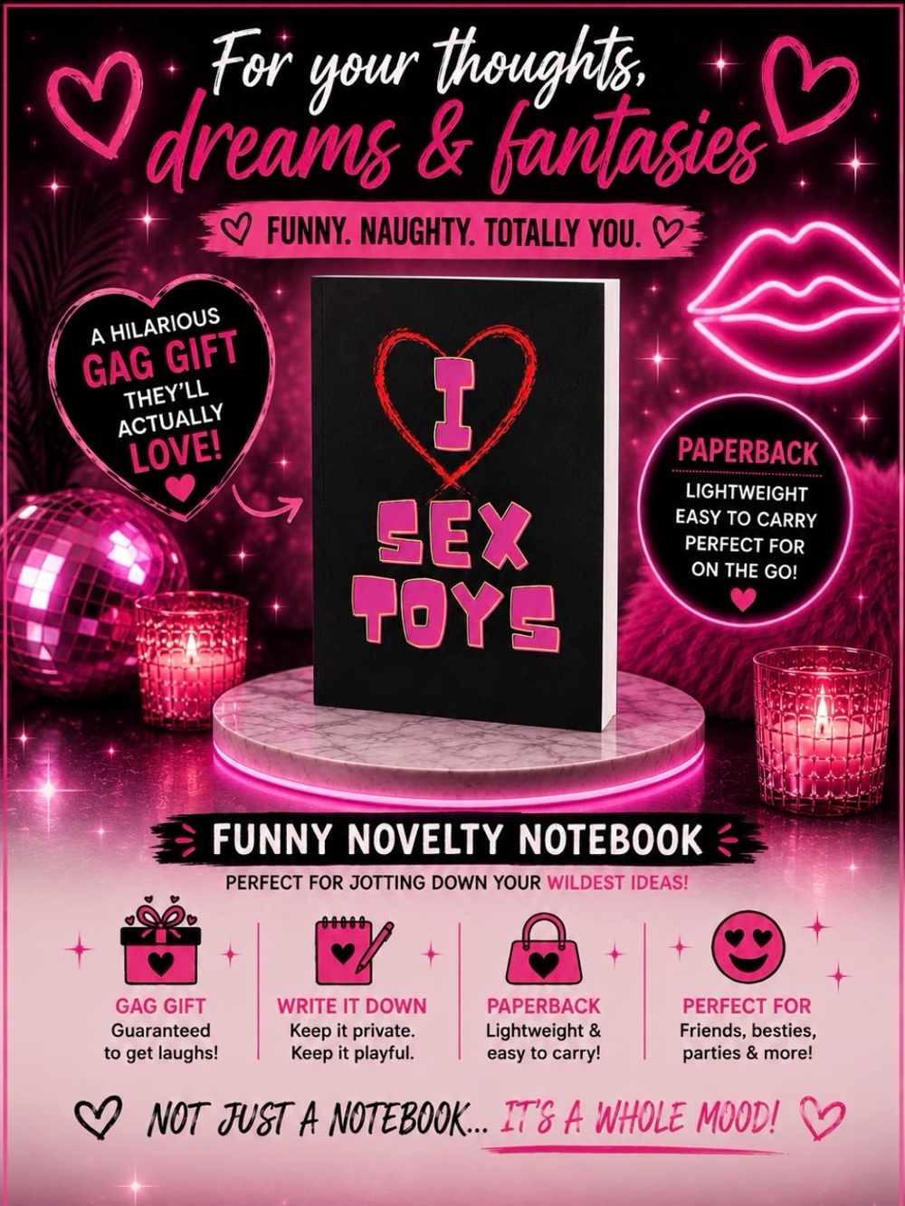 “I Love Sex Toys” - Novelty Blank Notebook